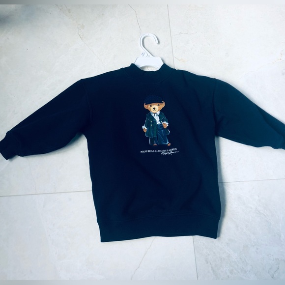 New! Ralph Lauren Navy Blue Polo Bear Embroidered Sweatshirt. Size 4T - Picture 3 of 7